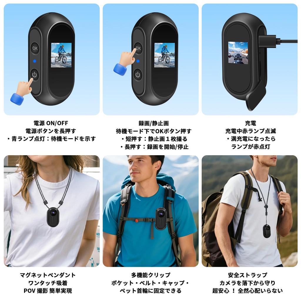 2K Action Wearable Body Mini Bike USB Up to 512GB OTG for Outdoor and Sports Recording Camera, WiFi, Camera, Camera, Camcorder, Mountable, Wide-Angle