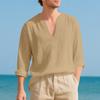 Men S Loose Breathable Linen Casual Long Sleeve T Shirt Plus Size Autumn