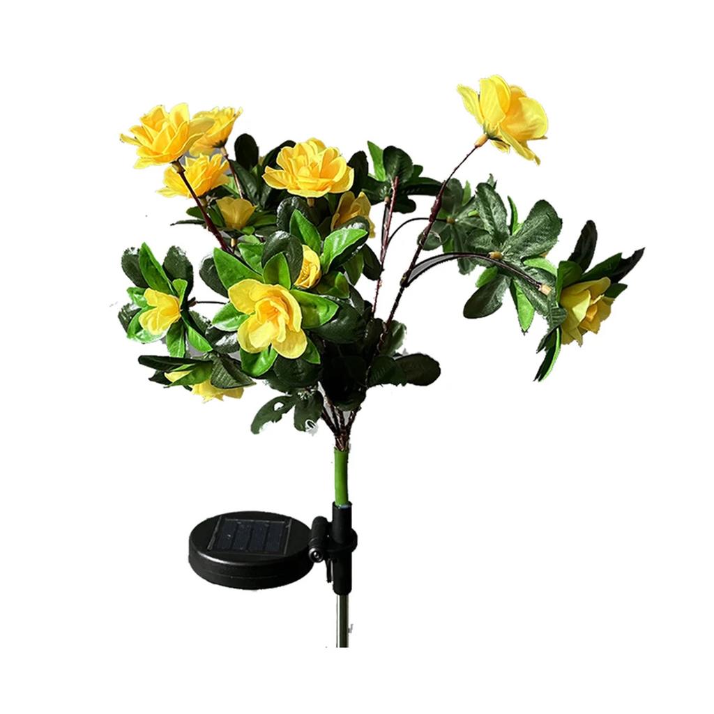 Solar Garden Lights Outdoor Decorative Solar Garden Lights with 7 Azalea  Flowers, LED Waterproof Solar Powered Garden Light