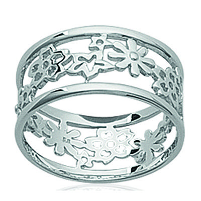 Strieborný prsteň 'Flora' postriebrený (ródovaný) - 9 mm