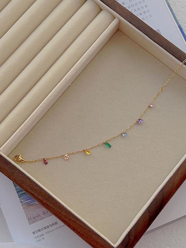 High-End Rainbow Zircon Titanium Anklet: Versatile, Non-Fading, Fashionable for Women