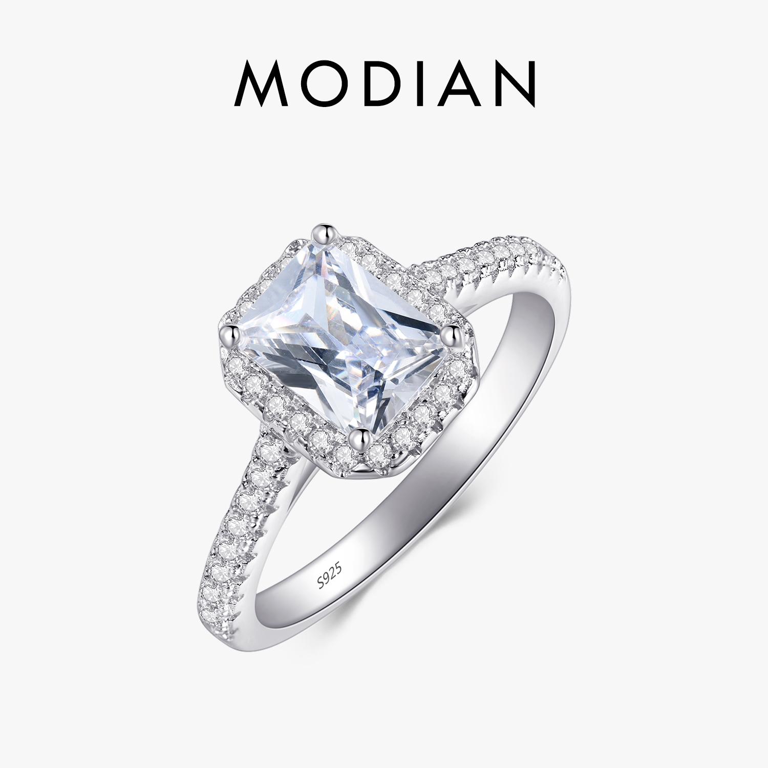 

R&J 925 Solid Silver Rings For Women Wedding Jewelry Bijoux AAAAA zirconia vintage Accessories Engagement Bague Bijouterie 5