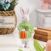 Easter Bunny Resin Figurines Knitted Texture Couple Rabbit Statues With Carrot & Bouquet Home Desktop Decorations Easter Gifts