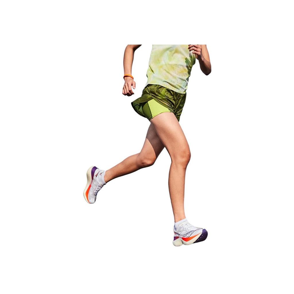SAUCONY Lined Anti-Exposure Running Competition Two-In-One Sports Shorts Women Shorts Dark-Green SC1249002B-GE56