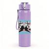 1PC Retro Retro Skateboard Collage Print 750ml Colorful Plastic Sports Water Bottle Leakproof Pop Up Lid with Straw for Outdoor Work Home Use