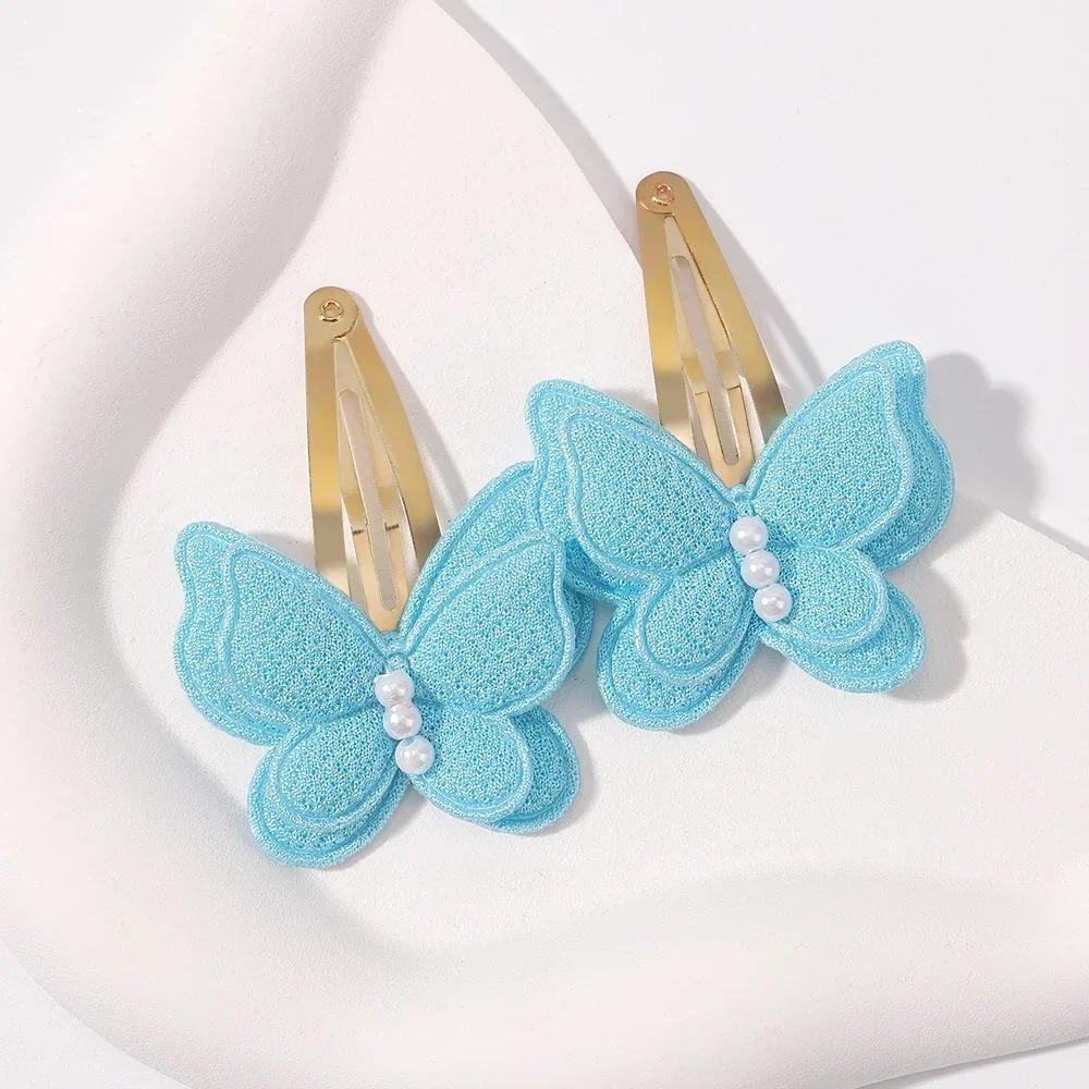 2pcs Girls Butterfly Hair Clip Handmade Hairpins Fashion New Headwear Kids Baby Hair Accessories for Girl Party Hair Decorate