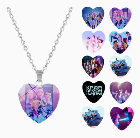 New Kpop Devil Hunter Anime Necklace, Heart-shaped Ceiling Fan Gift, Party Supplies, Birthday Present