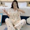 Short-sleeved Trousers Cotton and Silk Pajamas Women's Summer Thin Suit Japanese Sweet Anti-bumps Can Be Worn Outside Cotton Silk Loungewear