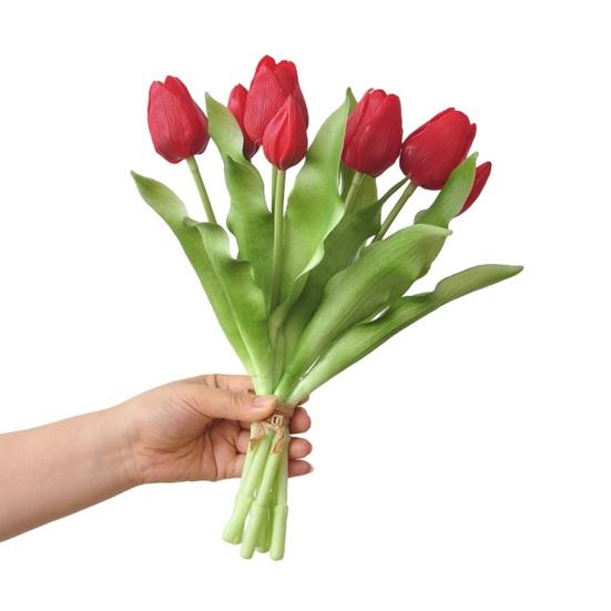 Artificial Tulip Flower 12" Real Touch Long Stem Fake Tulip Flower for Spring Easter
