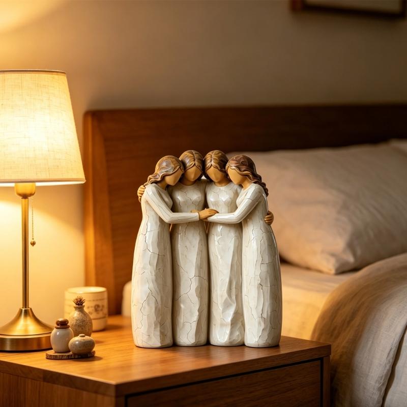 Practical Handcrafted Sisterhood Figurine Small Shelf Decorative Item Suitable for Work Environment and Home Space