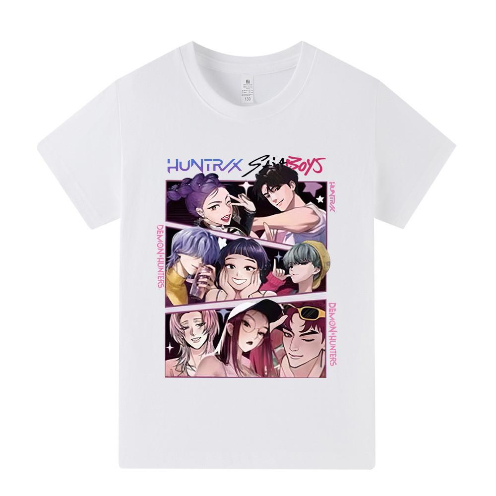 A1224 Kids Boys Girls Kpop Rumi Zoey Mira Print Short Sleeves T-shirt