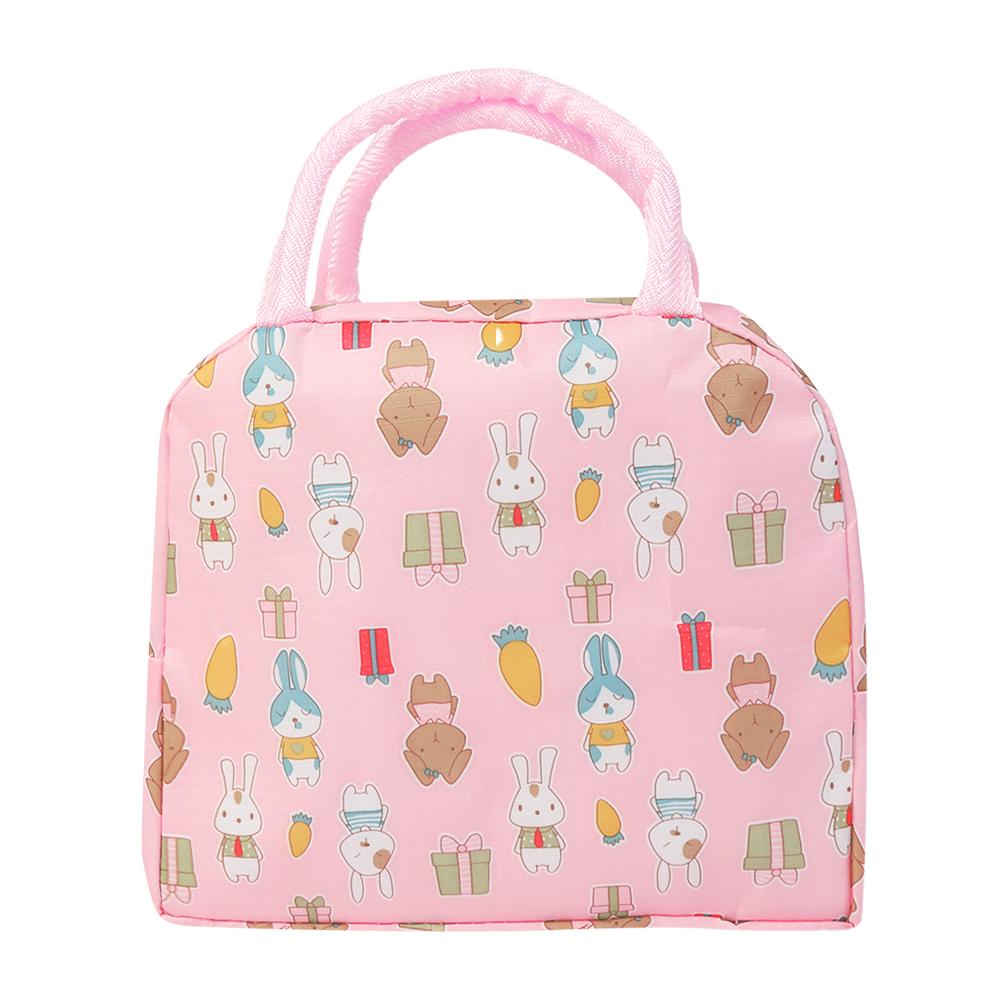 Cartoon Children s Lunch Bag Waterproof Oxford Cloth Portable Lunch Bags Tote Thermal Insulation Aluminum Film розовый