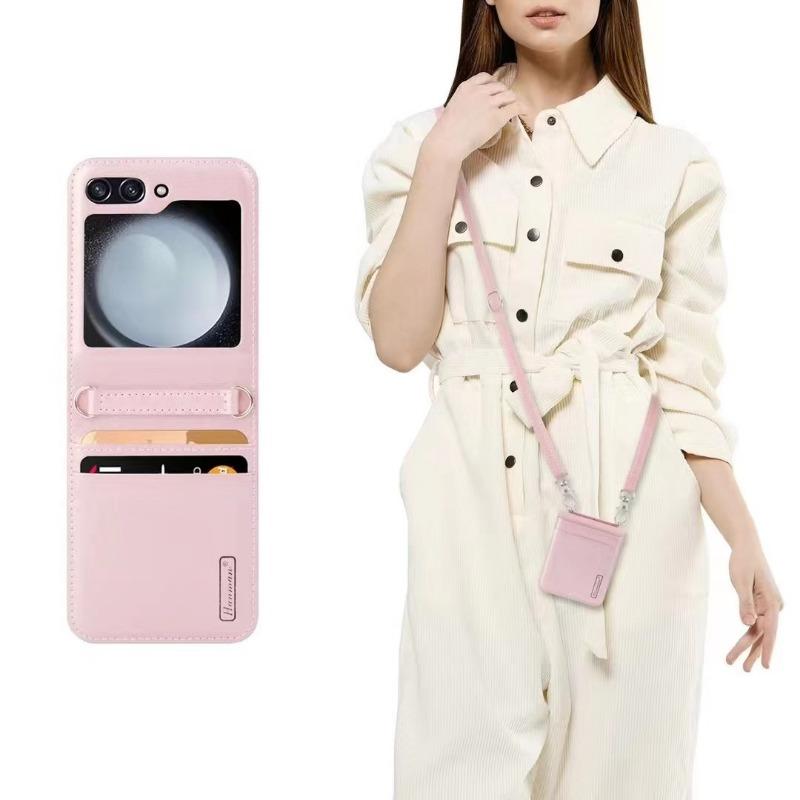 Crossbody Wallet with Card Holder Phone Case for Samsung Galaxy Z Flip 6 5 4 3 Flip6 Flip5 Flip4 Flip3 Leather Protective Cover