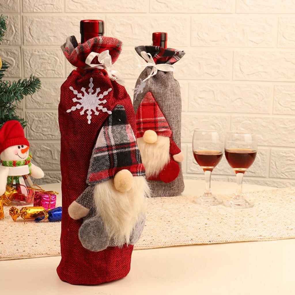 Vánoční obal na láhev vína Santa Claus vzor Držáky na láhev šampaňského Potah na stůl dekorace dárek
