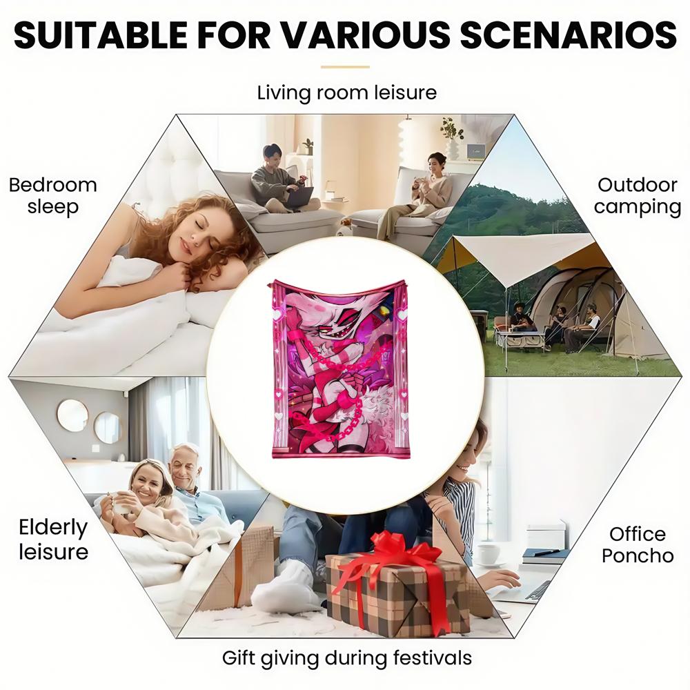 Anime thin Flannel Blanket for Bedrooms,Living Rooms,Sofas Blankets,Offices,Lunch Breaks,Picnics,blankets fluffy blanket