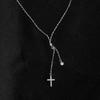 Banyan Tree S925 Silver Cross Clavicle Necklace with Tassel - 2022 Autumn/Winter Fashion Trend