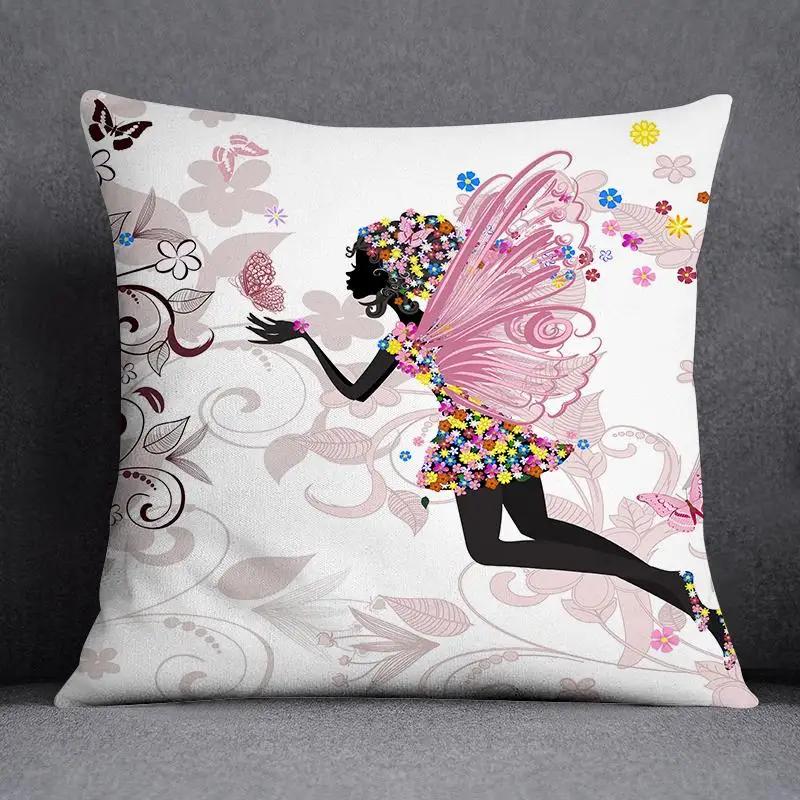 Juste De Coussin Carrée À Motif Papillon, Taie D'oreiller, Série Rose, Décoration De Bureau À Domicile