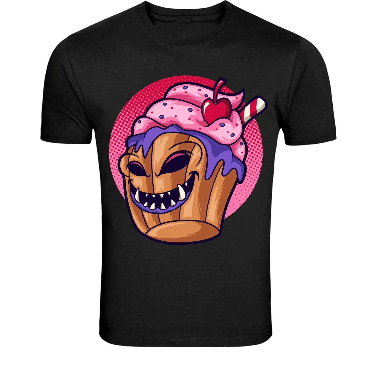 Evil Ice Cream Monster T-Shirt - Creepy Dessert Horror Graphic S