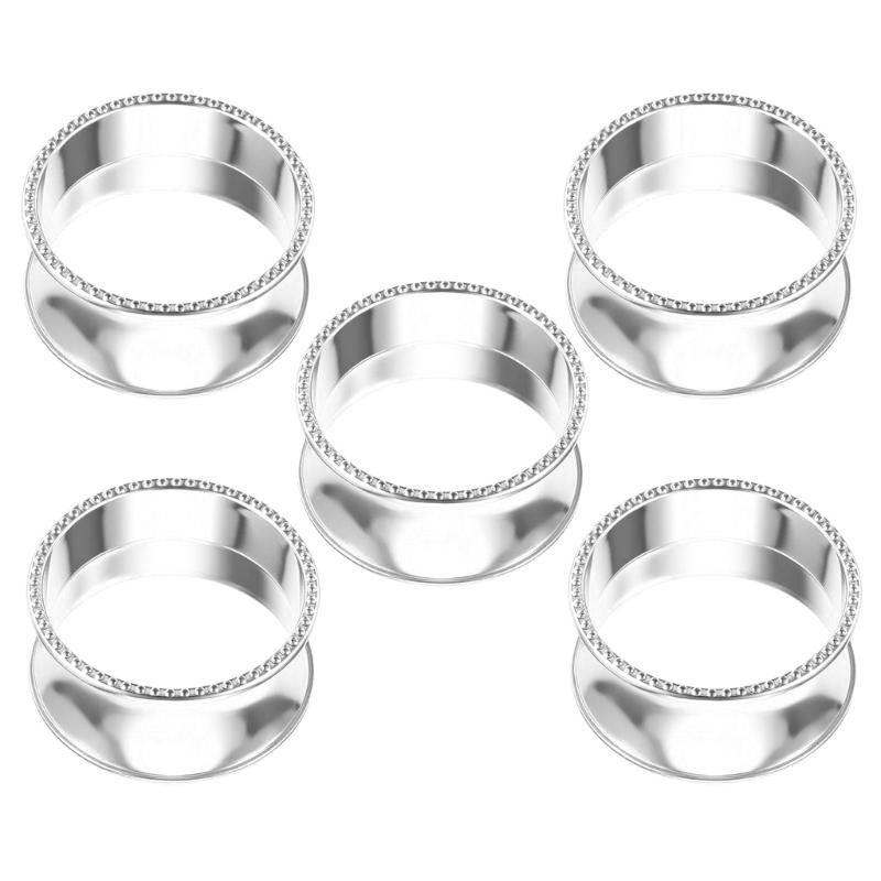 

Набор из 5 гладких металлических шарообразных держателей для салфеток, Декор для праздничного стола, для праздничного ужина и современного оформления стола серебряный