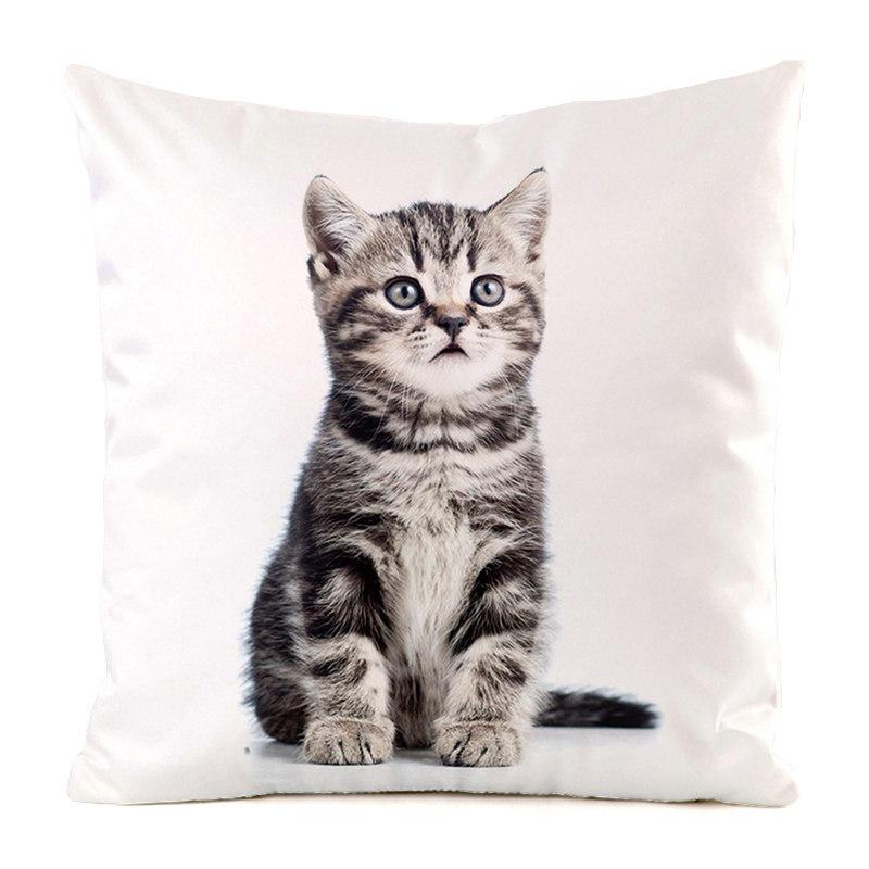 The cute cats from Northern Europe Digital printing short plush pillow covers for car sofa office cushion cover home goods