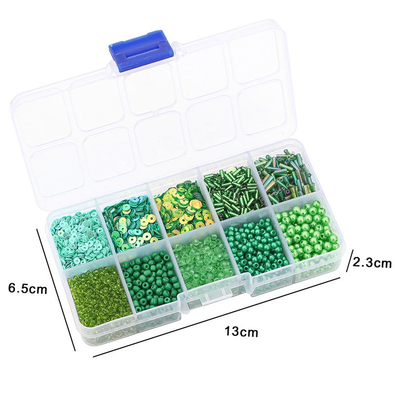 8/10/12/15 Grid Box: Seed Beads, Sequins, Imitation Pearls for DIY Necklaces & Phone Chains