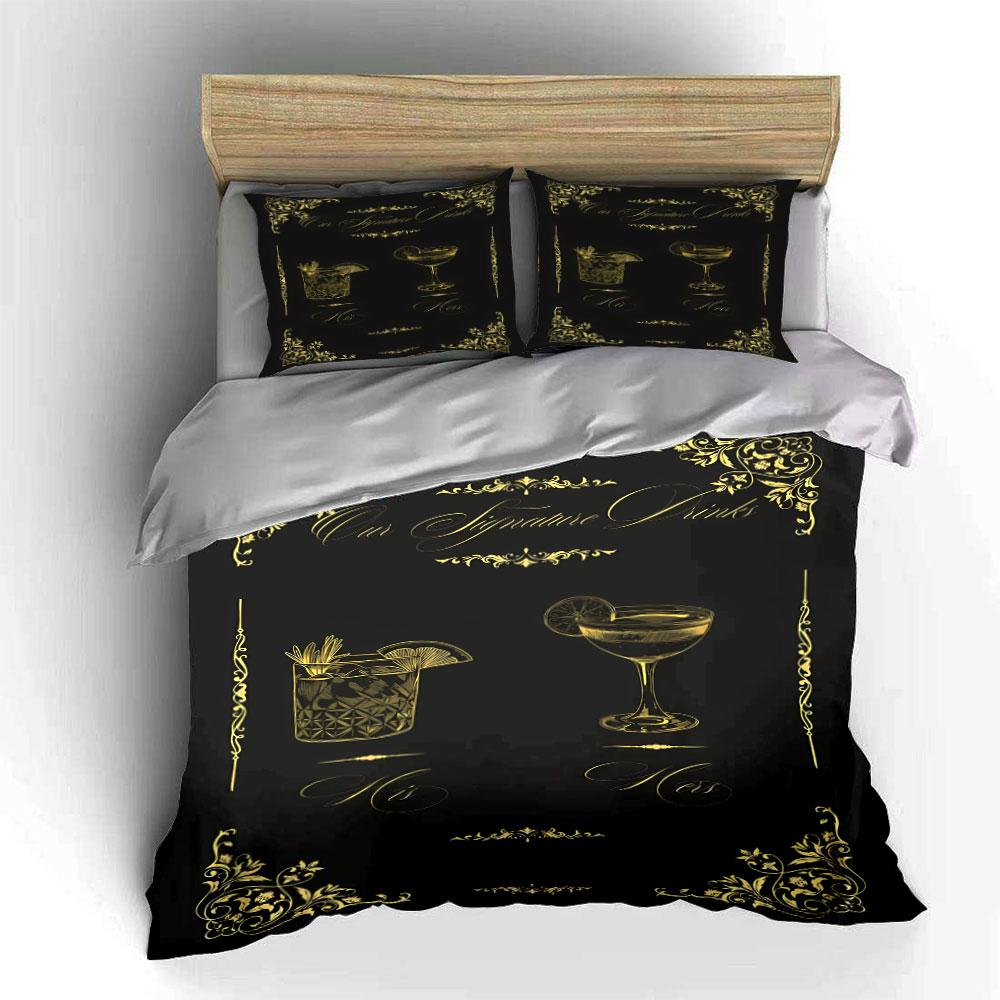 "Golden Cocktail Elegance Vibes" Bedding sets Duvet covers Pillowcases(1* Duvet Cover 2* Pillowcases without duvet insert)