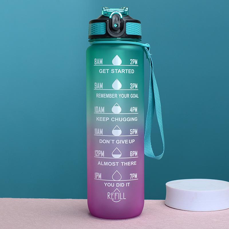 Gradient Plastic Sports Water Bottle with Bounce Lid - Large Capacity for Students & Outdoor Fitness