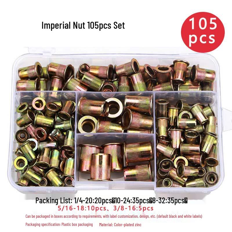 150-Piece Rivet Nut Set: Galvanized, Inch & Metric