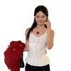 Korean White Sweet Polka Dot Ruffle Hem Sling Vest Women's Spring New Inner Sleeveless Stacked Top