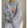 Damen Crew-Neck Langarm Oversized Sweatshirt Lockerer Schnitt Winter Buchstabenprint Pullover Top