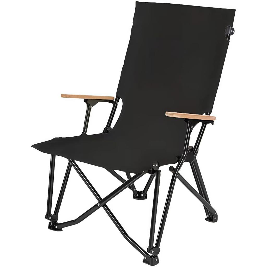 Outdoor Chair Snow Peak Camping Folding Portable Seal Picnic Camp Gear Beach Table Fishing Stool (High Back Black)