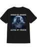 Zufällig Mensch, Mit Absicht Alpha Lustiges Werwolf Absurder Print T-Shirt für Männer Amerikanischer Humor Grafik Schwarzes T-Shirt mit Retro
