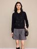 2026 Autumn/Winter Luxury Beaded Embroidery Knit Pullover Sweater: Women's Long Sleeve Hollow Lapel Top