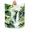 Waterfall and Tropical Leaves Nature Print Blanket for Blanket, Suitable for Use In the Bedroom, Living Room, On the Sofa