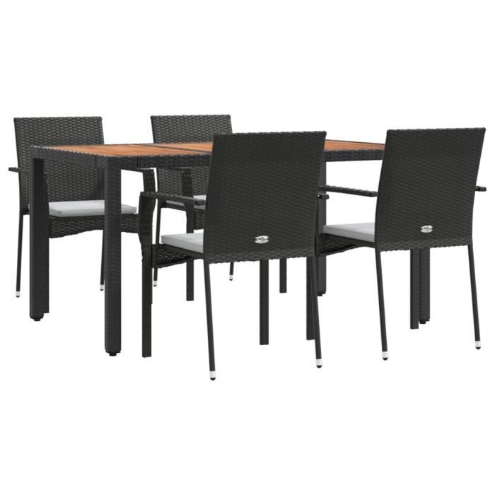 VidaXL Garden Dining Furniture and Cushions 5pcs Black Wicker 3184989
