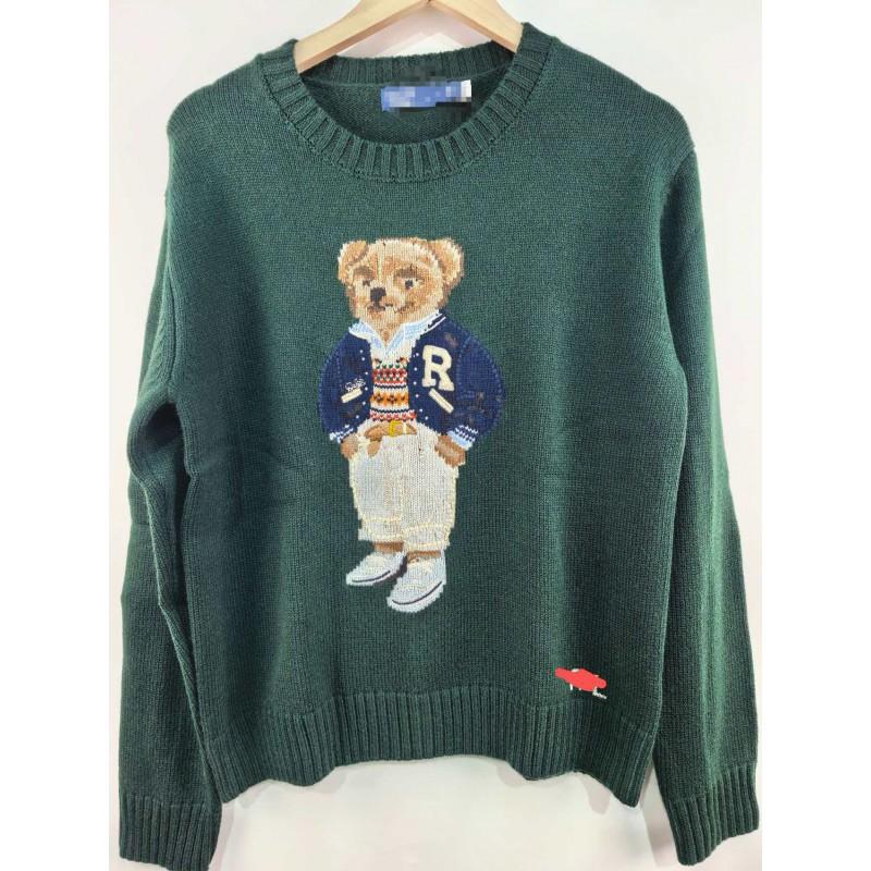 High Quality Scanable R-L Wool Cashmere Cartoon Bear Knit Sweater Women Fall Winter