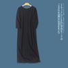 Exported to Japan Knitted dress Spring and Autumn New Women's Clothing Fashion Slim fit round Neck Pullover Nine-Quarter Sleeve Split Long dress 29168