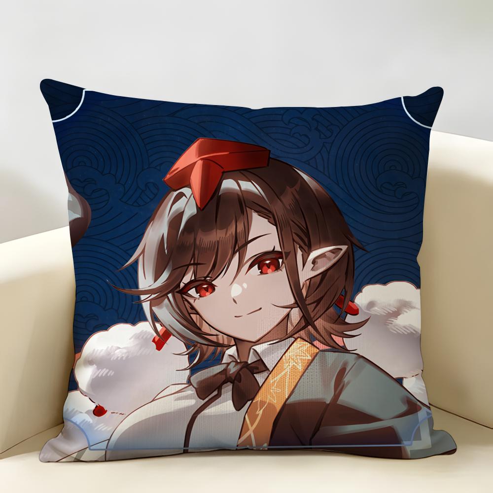 TTouhou Project Role Game Cushion Cover Natural Linen Organic Fabric DoubleSided Printing Room Sofa Decor Pillow Case