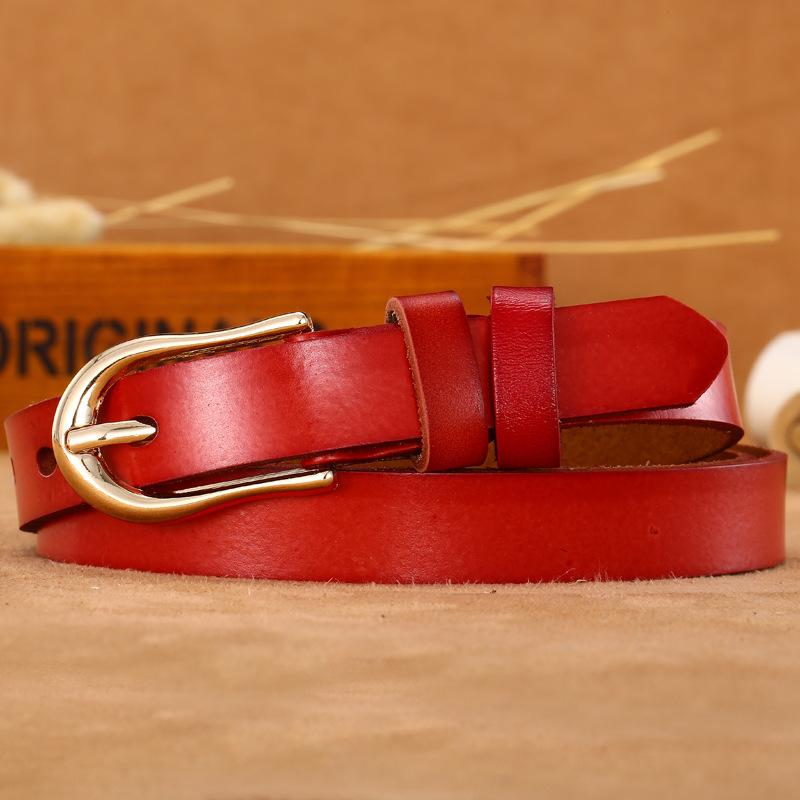 Light Gold Button Head, Women'S Thin Belt, Women'S Casual Cowhide Belt, Belt.