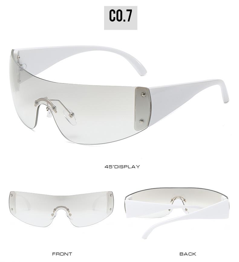 Occhiali da Sole Monoblocco con Montatura Grande Stile Europeo & Americano Chic Y2K per Donna