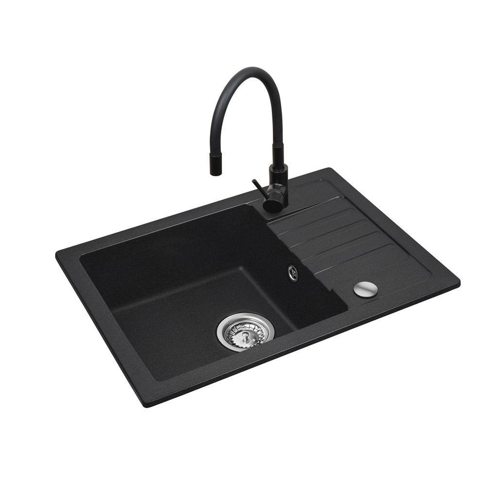 Bali Sink (62X44) 1B1D Black Flessi Tap