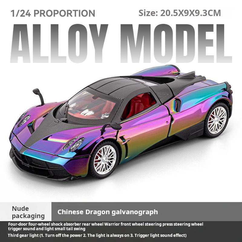 

1/24 Chinese Dragon Racing Car Electroplated Version Super Car Simulation Alloy Metal Model Pull Back Collectible Decoration фіолетовий