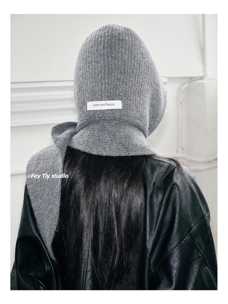 Korean Style Knit Hat & Scarf with Ear Protection - Women's Winter Balaclava