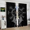 2pcs- Mysterious black totem polyester curtains, pole bag curtains 42 * 84, bedroom, living room, family room decoration