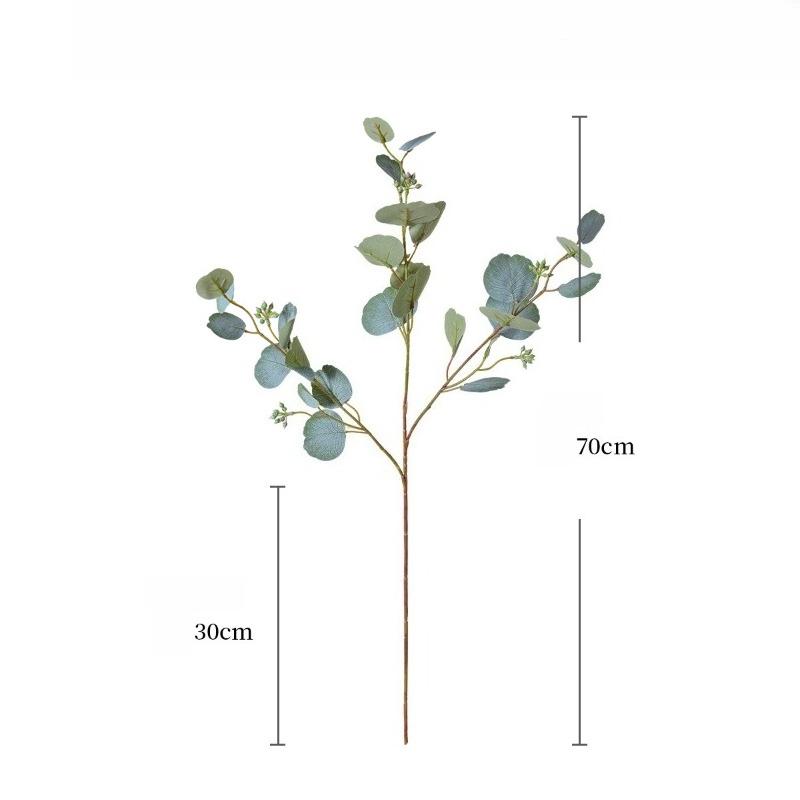 10pcs Silk Money Leaves Simulation Green Plants Floral Auditorium Decoration Artificial Belt Fruit Round Leaf Eucalyptus Branch