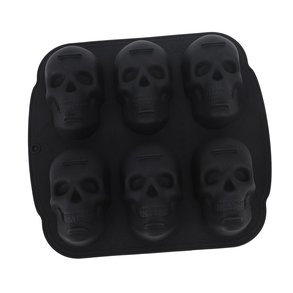 Skull Head Baking Mold Soft Silicone Halloween Skeleton Head Cake Mold for Cake Biscuit Chocolate Candy Ice