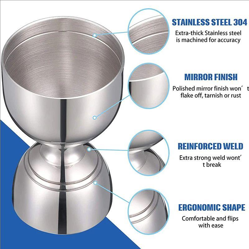 2Oz/1Ozjigger For Bartender Stainless Steel Cocktail Jigger With Measurements Double-Headed 1/2Oz For Home Bar Party Club Tool