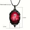 New Gothic Black Crow Cemetery Moon Ghost Forest Oval Pendant Necklace for Women Halloween Party Vampire Artistic Jewelry Gifts