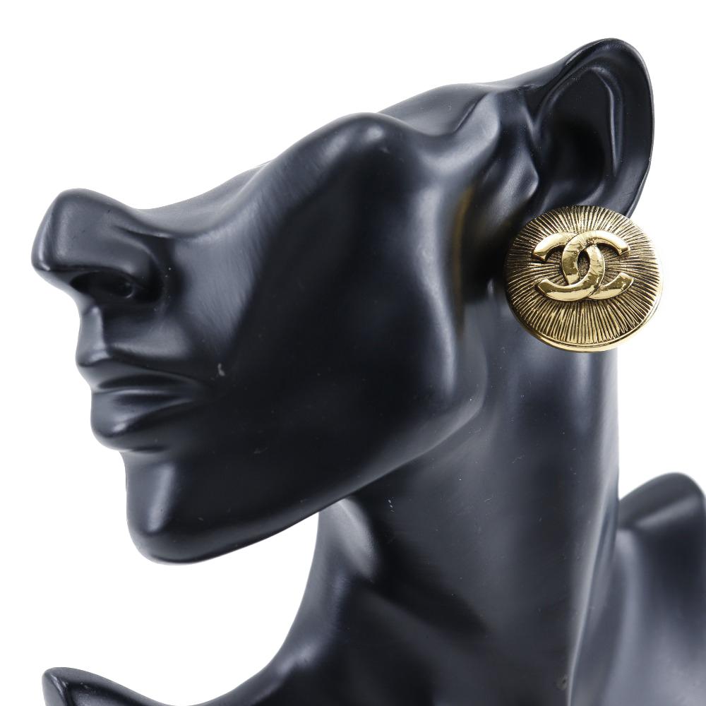 Chanel COCO Mark Earring Plated Gold 30g Women Used