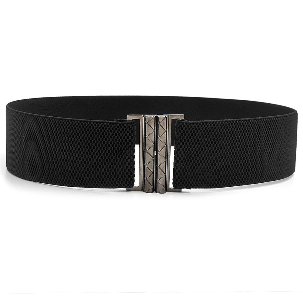 Fashion Metal Buckle Women Elastic Band Waist Defining Solid Color Stretch Waistband Comfortable Waist Corset Ladies Female
